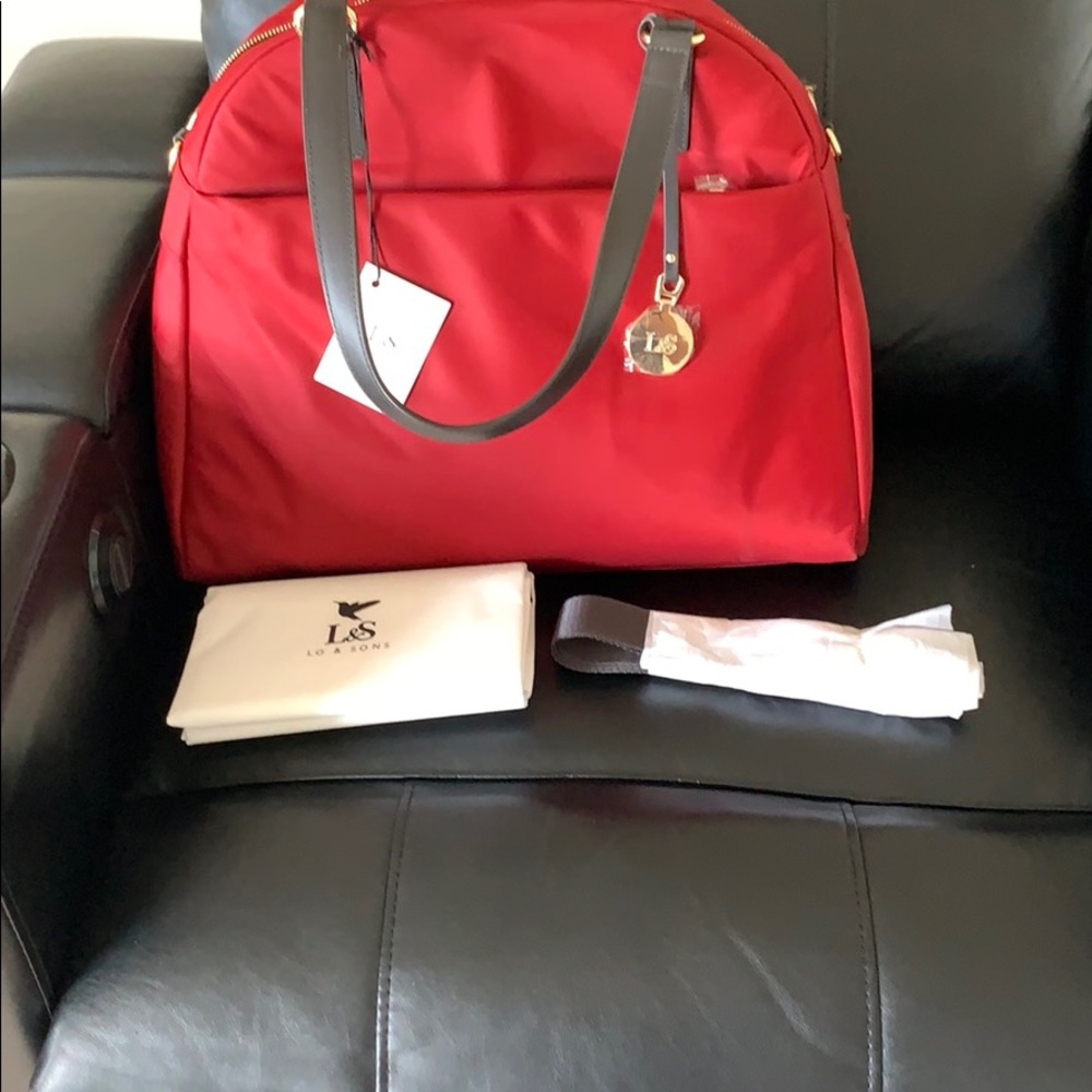 Women’s Travel Tote Bag - Burgundy with Black Handles - Picture 8 of 8